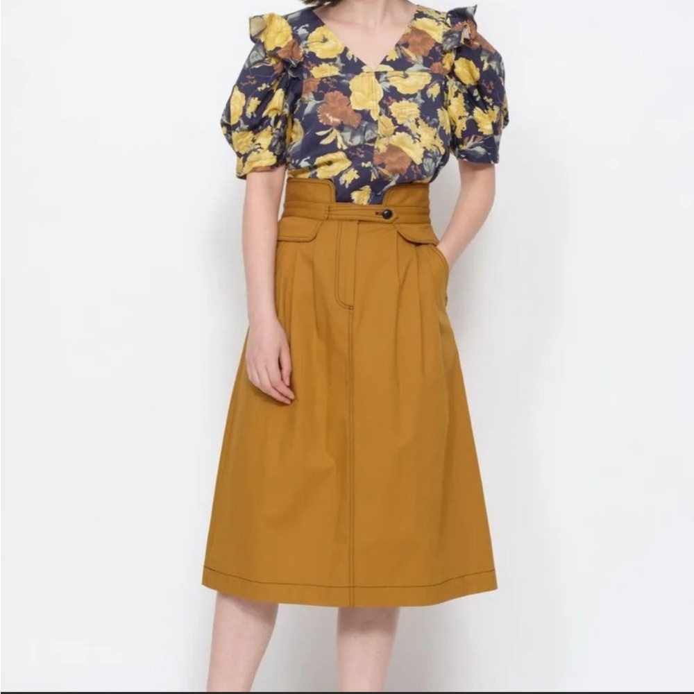 Sea New York Mustard A-Line Midi Skirt